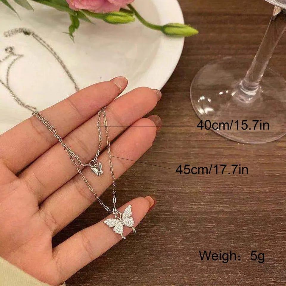 Butterfly Hanging Gold Plated Zircon Necklace