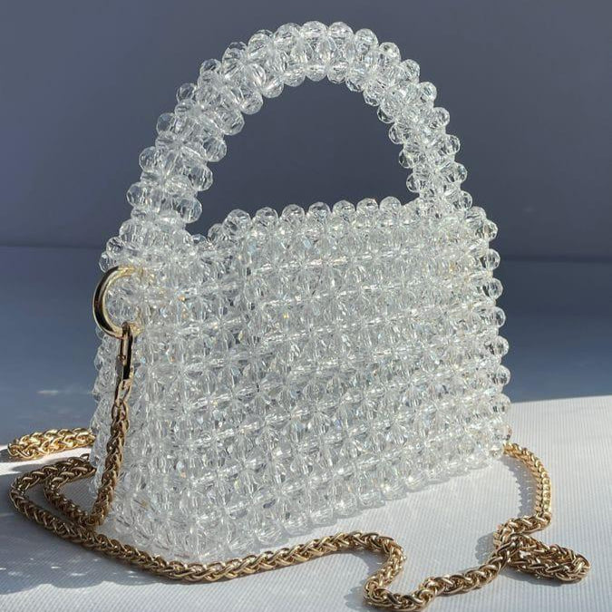 Chic Girls customized white beaded crossboby bag
