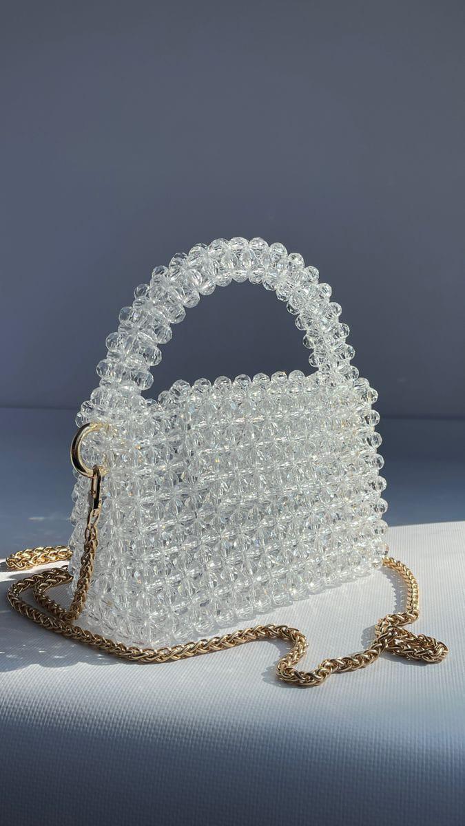 Chic Girls customized white beaded crossboby bag