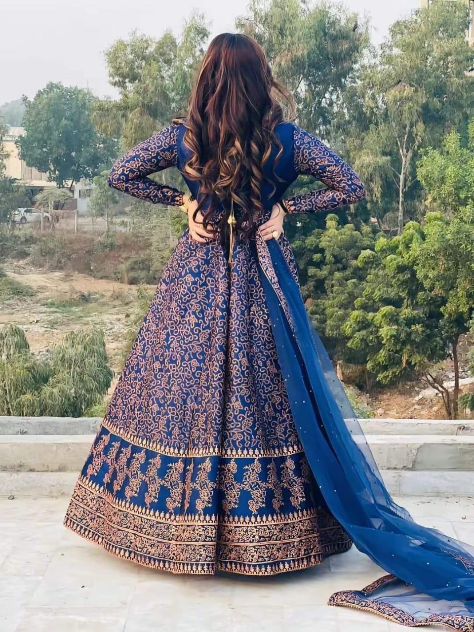 3 pcs womens stitched katan silk block printed maxi suit