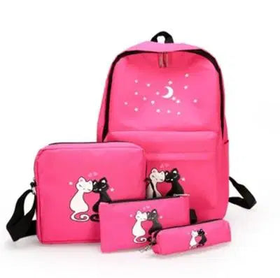 4 Pcs Kid'S Nylon School College Bag